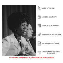 Cargar imagen en el visor de la galería, Digitally Restored and Enhanced 1971 Shirley Chisholm Portrait Print - Congressional Black Caucus Speech - Founding Member Pioneer - Archival Print