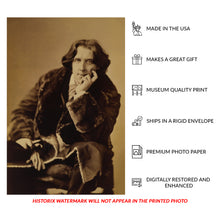 Cargar imagen en el visor de la galería, Digitally Restored and Enhanced 1882 Oscar Wilde Print - Napoleon Sarony Portrait - Aesthetic Movement Victorian Literary - Archival Print