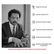 Load image into Gallery viewer, Digitally Restored and Enhanced 1983 Jesse Jackson Print - Civil Rights Leader Portrait - Rainbow Coalition Political History - Archival Print