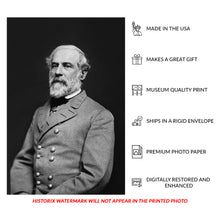 Cargar imagen en el visor de la galería, Digitally Restored and Enhanced 1864 Robert E. Lee Print - Julian Vannerson Portrait - Confederate General Civil War Virginia - Archival Print