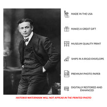 Cargar imagen en el visor de la galería, Digitally Restored and Enhanced 1913 Harry Houdini Print - Escape Artist Vaudeville Magician Portrait - Golden Age Entertainment - Archival Print