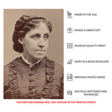 Load image into Gallery viewer, Digitally Restored and Enhanced 1870 Louisa May Alcott Print - Little Women Author Portrait - Boston Literary Victorian - Archival Print