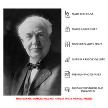 Load image into Gallery viewer, Digitally Restored and Enhanced 1900 Thomas Edison Print - Inventor Portrait Menlo Park - Gilded Age American Industry Innovation - Archival Print