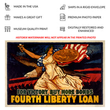 Load image into Gallery viewer, 1918 Fourth Liberty Loan Poster - For Victory Buy More Bonds WWI - Home Front Treasury Campaign - Archival Print