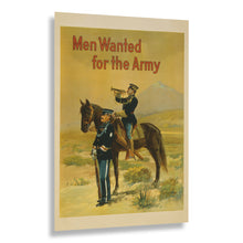 Cargar imagen en el visor de la galería, Digitally Restored and Enhanced 1910 Army Cavalry Recruitment Poster - Men Wanted Soldier on Horseback - Pre WWI Equestrian Military - Archival Print