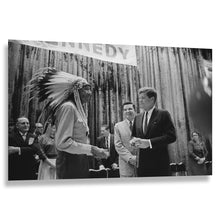 Cargar imagen en el visor de la galería, Digitally Restored and Enhanced 1960 LaSalle Pocatello JFK Meeting Print - Shoshone Bannock Idaho Campaign Rally - Presidential Visit - Archival Print