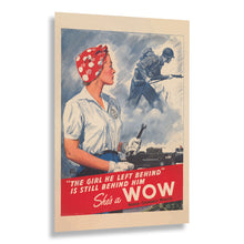 Load image into Gallery viewer, Digitally Restored and Enhanced 1943 WWII Women Ordnance Workers Poster - Shes a WOW - World War II Home Front Propaganda - Archival Print