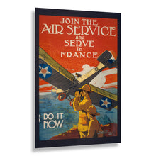 Load image into Gallery viewer, Digitally Restored and Enhanced 1917 WWI Aviation Poster - Join Air Service Serve in France - World War I Military Pilot - Archival Print