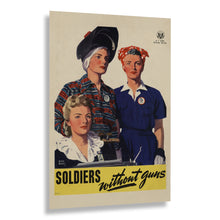 Load image into Gallery viewer, Digitally Restored and Enhanced 1944 WWII Womens Land Army Poster - Soldiers Without Guns - World War II Home Front Propaganda - Archival Print