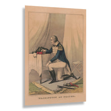 Cargar imagen en el visor de la galería, Digitally Restored and Enhanced 1840 Washington at Prayer Print - Revolutionary War Currier Ives - Patriotic Founding Father - Archival Print