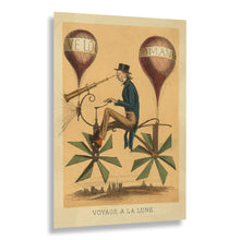 Load image into Gallery viewer, 1865 Voyage a la Lune Print - French Flying Machine Moon Fantasy - Victorian Aviation Imagination - Archival Print