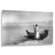 Cargar imagen en el visor de la galería, Digitally Restored and Enhanced 1910 Kutenai Woman Canoe Print - Indigenous Montana Idaho Pacific Northwest - Rocky Mountain Heritage - Archival Print