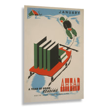 Load image into Gallery viewer, Digitally Restored and Enhanced 1941 WPA Library Art Poster - A Year of Good Reading Ahead - Pre-War Americana Literacy - Archival Print
