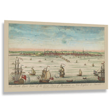 Cargar imagen en el visor de la galería, Digitally Restored and Enhanced 1730 Boston Harbor Print - Colonial America Southeast View - Pre-Revolutionary Maritime New England - Archival Print