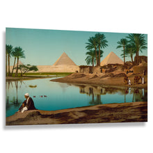 Load image into Gallery viewer, Digitally Restored and Enhanced 1890 Egypt Poster Print - Pyramids and Fellahs Cairo Giza - Rural Agricultural Victorian Egyptology - Archival Print