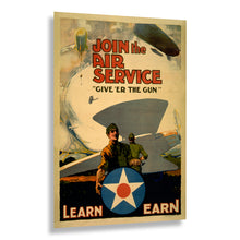 Load image into Gallery viewer, 1919 WWI Aviation Poster - Join Air Service Give Er the Gun - Post-War Military Recruitment - Archival Print