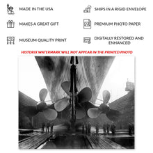 Cargar imagen en el visor de la galería, Digitally Restored and Enhanced 1924 RMS Olympic Photo Print - Vintage Photo of RMS Olympic Propellers - White Star Line Rms Olympic Ship Wall Art Poster