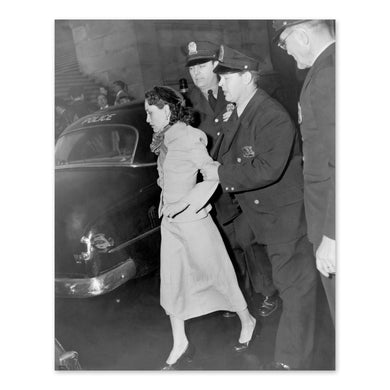 Digitally Restored and Enhanced 1954 Lolita Lebron Print Photo - Old Photo of the Arrest of Puerto Rican Nationalist Leader Lolita Lebron Wall Art Poster