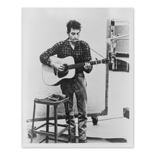 Load image into Gallery viewer, Digitally Restored and Enhanced 1965 Bob Dylan Self Portrait Photo Print - Vintage Full-Length Portrait Photo of Bob Dylan Playing Guitar Wall Art Poster