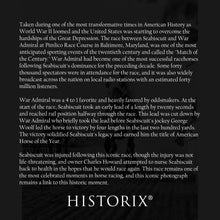 Load image into Gallery viewer, Digitally Restored and Enhanced 1938 Seabiscuit Poster Photo Print - Vintage Photo Wall Art of Horse Racing Seabiscuit Across Line to Beat War Admiral