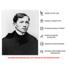 Load image into Gallery viewer, Digitally Restored and Enhanced 1861 Jose Rizal Bust Portrait Photo Print - Vintage Photo of Philippine National Hero Jose Rizal Poster Print Wall Art