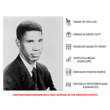 Load image into Gallery viewer, Digitally Restored and Enhanced 1963 Medgar Evers Poster Photo Print - Vintage Portrait of Black American Civil Rights Activist Medgar Evers Facing Right