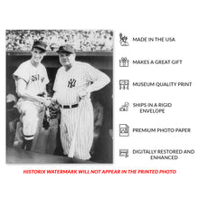 Load image into Gallery viewer, Digitally Restored and Enhanced 1943 Ted Williams and Babe Ruth Poster Photo Print - Vintage Photo of Babe Ruth & Ted Williams in a Dugout on Fenway Park