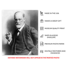 Load image into Gallery viewer, Digitally Restored and Enhanced 1921 Sigmund Freud Photo Print - Vintage Portrait Photo of Sigmund Freud Pioneer of Psychological Analysis Wall Art Poster