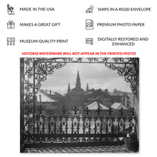 Load image into Gallery viewer, Digitally Restored and Enhanced 1920 A Vista Through Iron Lace Photo Print - Vintage Photo of A Vista Through An Iron Lace in New Orleans Wall Art Poster
