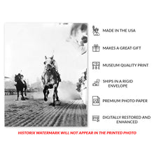 Load image into Gallery viewer, Digitally Restored and Enhanced 1938 Seabiscuit Poster Photo Print - Vintage Photo Wall Art of Horse Racing Seabiscuit Across Line to Beat War Admiral