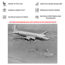 Load image into Gallery viewer, Digitally Restored and Enhanced 1945 American Airlines Photo Print - Vintage American Airlines Plane DC-4 Flying Over Statue of Liberty Poster Wall Art