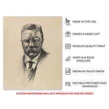 Load image into Gallery viewer, Digitally Restored and Enhanced 1919 Theodore Roosevelt Bust Portrait Photo - Theodore Roosevelt Photo Print - Vintage Photo of Teddy Roosevelt Poster
