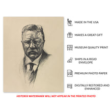 Load image into Gallery viewer, Digitally Restored and Enhanced 1919 Theodore Roosevelt Bust Portrait Photo - Theodore Roosevelt Photo Print - Vintage Photo of Teddy Roosevelt Poster