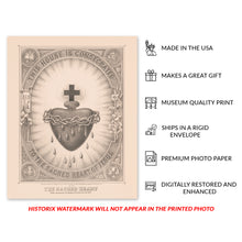 Load image into Gallery viewer, Digitally Restored and Enhanced 1874 The Sacred Heart of Jesus Picture Photo - Vintage Sacred Heart Poster Print - Sacred Heart of Jesus Poster Wall Art
