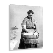 Load image into Gallery viewer, Digitally Restored and Enhanced 1905 Woman Doing Laundry Photo Print - Vintage Photo of a Woman Doing Laundry in a Wooden Tub Poster Wall Art