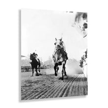 Load image into Gallery viewer, Digitally Restored and Enhanced 1938 Seabiscuit Poster Photo Print - Vintage Photo Wall Art of Horse Racing Seabiscuit Across Line to Beat War Admiral