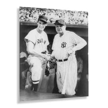 Load image into Gallery viewer, Digitally Restored and Enhanced 1943 Ted Williams and Babe Ruth Poster Photo Print - Vintage Photo of Babe Ruth & Ted Williams in a Dugout on Fenway Park