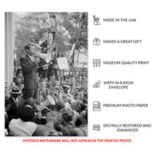 Load image into Gallery viewer, Digitally Restored and Enhanced 1963 Bobby Kennedy Photo Print - Old Poster Photo of Washington DC Justice Department Robert F Kennedy Speaking to Crowd