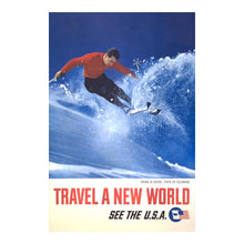 Load image into Gallery viewer, Digitally Restored and Enhanced 1962 Skiing at Aspen Colorado Winter Resort Travel Poster - Mid-Century Winter Sports Tourism - Archival Reproduction