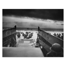 Load image into Gallery viewer, Digitally Restored and Enhanced 1944 Into The Jaws of Death Photo Print - Vintage Photo of the D-Day Normandy Landing of US Army Troops Wall Art Poster