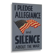 Cargar imagen en el visor de la galería, Digitally Restored and Enhanced 1943 Pledge Allegiance Silence American Flag WWII WPA Federal Art Project Poster - World War II Home Front Propaganda - Archival Reproduction
