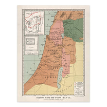 Load image into Gallery viewer, Digitally Restored and Enhanced 1912 Palestine Map Print - Vintage Map of Palestine in the Time of Jesus Christ - Historic Holy Land Map Poster Wall Art