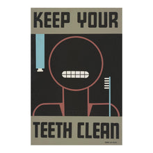Load image into Gallery viewer, Digitally Restored and Enhanced 1936 Rochester New York Keep Your Teeth Clean WPA Federal Art Project Health Poster - Depression Era Art Deco - Archival Reproduction