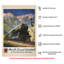 Cargar imagen en el visor de la galería, Digitally Restored and Enhanced 1920 North Coast Limited Montana Rockies Poster - Northern Pacific Railroad - Golden Age Rail Tourism - Archival Reproduction