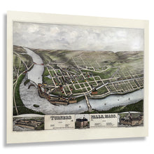 Cargar imagen en el visor de la galería, Digitally Restored and Enhanced 1877 Turners Falls Map Print - Vintage Bird's Eye View Map of Turners Falls Massachusetts Wall Art Poster