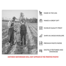 Cargar imagen en el visor de la galería, 1940 Tobacco Planter Photo Print - Vintage Photo of Two Farmers Using Tobacco Mechanical Planter in North Carolina Wall Art