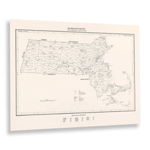 Load image into Gallery viewer, Digitally Restored and Enhanced 1970 Massachusetts Map Print - Old Map of Massachusetts State County Subdivisions Towns & Places - Vintage MA Map Poster