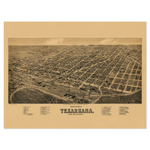 Cargar imagen en el visor de la galería, Digitally Restored and Enhanced 1888 Texarkana Texas & Arkansas Map Print - Vintage Map of Texas and Arkansas - Perspective Map of Texas and Arkansas