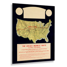 Load image into Gallery viewer, Digitally Restored and Enhanced 1845 Lincoln Highway Map Poster - Vintage Map Print of The Lincoln Highway Route from New York City to San Francisco