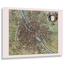 Load image into Gallery viewer, Digitally Restored and Enhanced 1657 Paris France Walled City Street Plan Map - Baroque Cartography - Seine Ramparts and Faubourgs - Museum-Quality Print